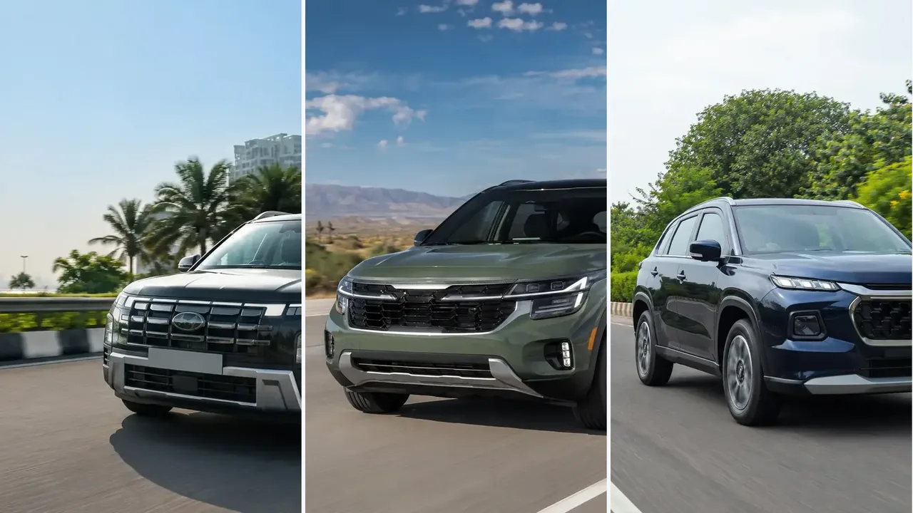 Kia Seltos vs. Hyundai Creta vs. Maruti Grand Vitara: Midsize SUV King